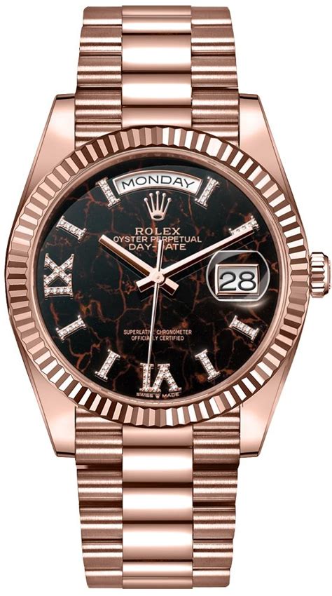 rolex day date 36 rose gold flamingo dail|rolex 128235.